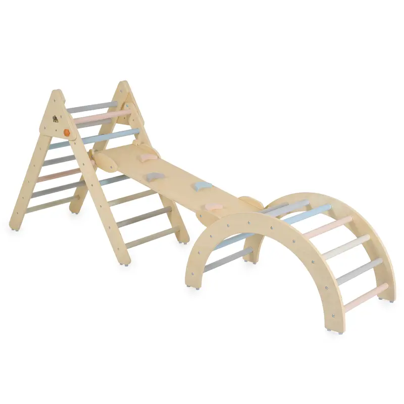 3-In-1 Pikler Climber Set – Bpd730-C Wooden Developmental Play Structure 1