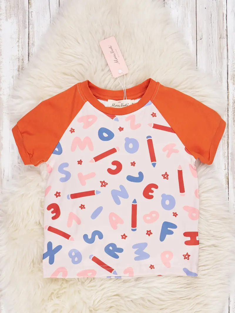 Abc Print Red Raglan T-Shirt 1