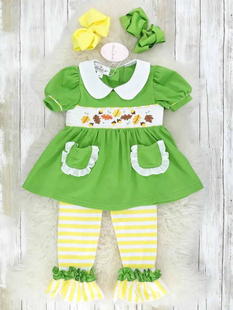 Acorns And Leaves Smocked Ensemble 1