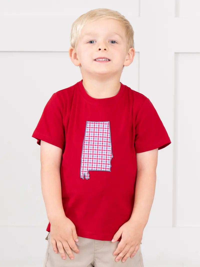 Alabama Gingham Embroidered Short-Sleeve Baby Shirt 1