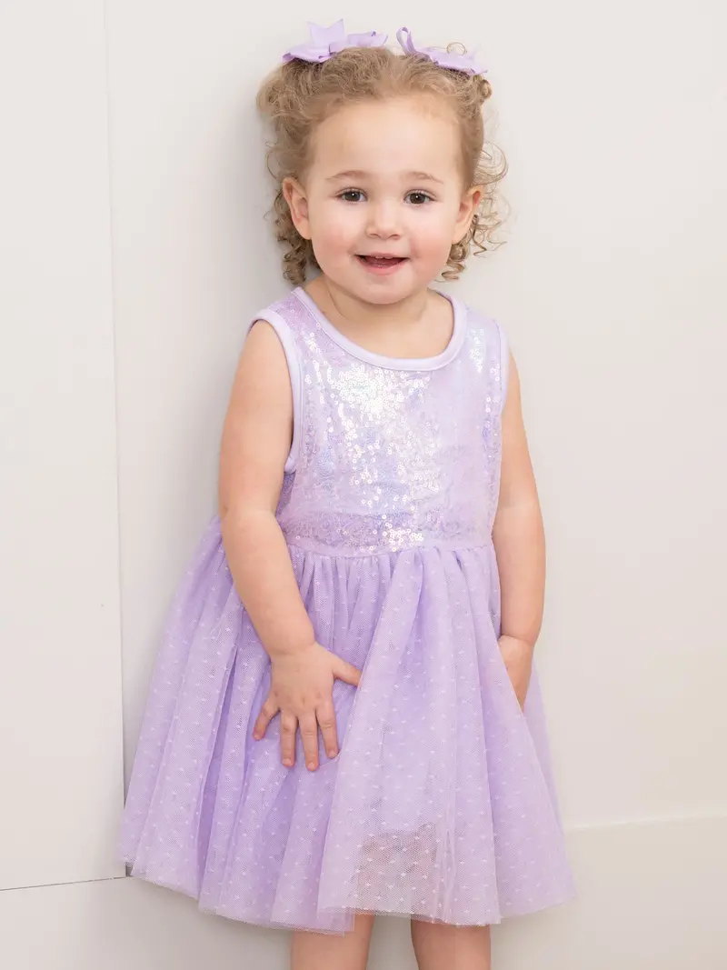 Amethyst Sleeveless Sparkle Party Dress For Girls 1