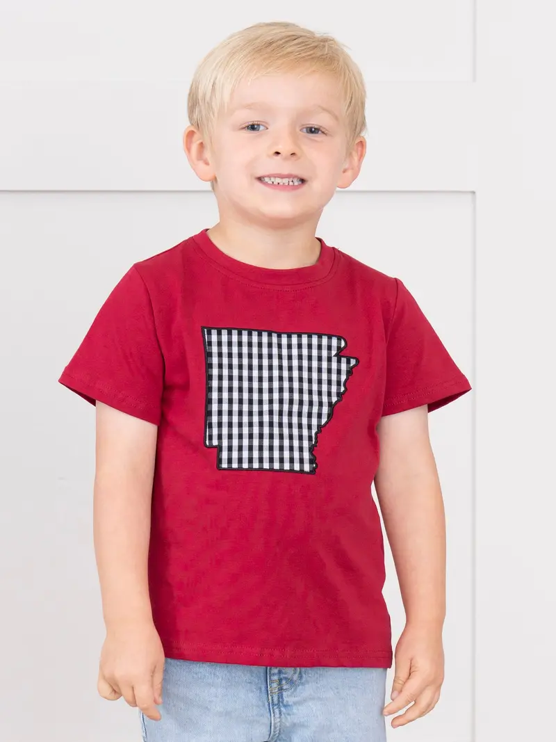 Arkansas Gingham Embroidered Baby Shirt 1