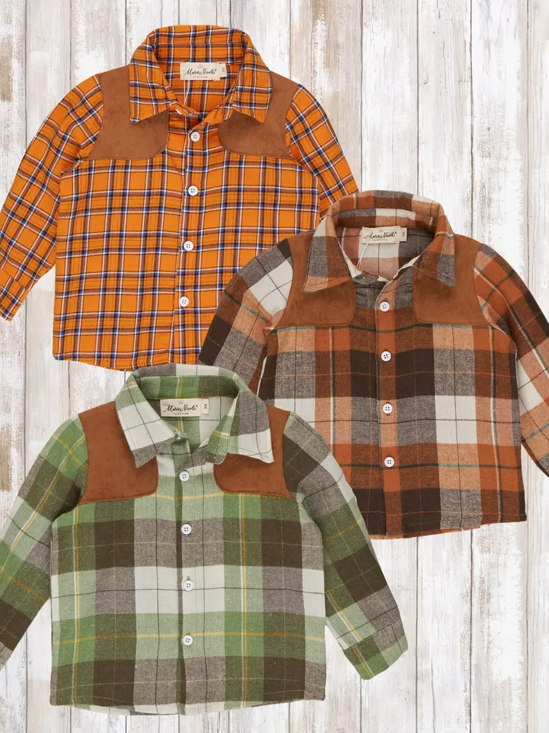Autumn Patchwork Plaid Button-Up Shirt 1