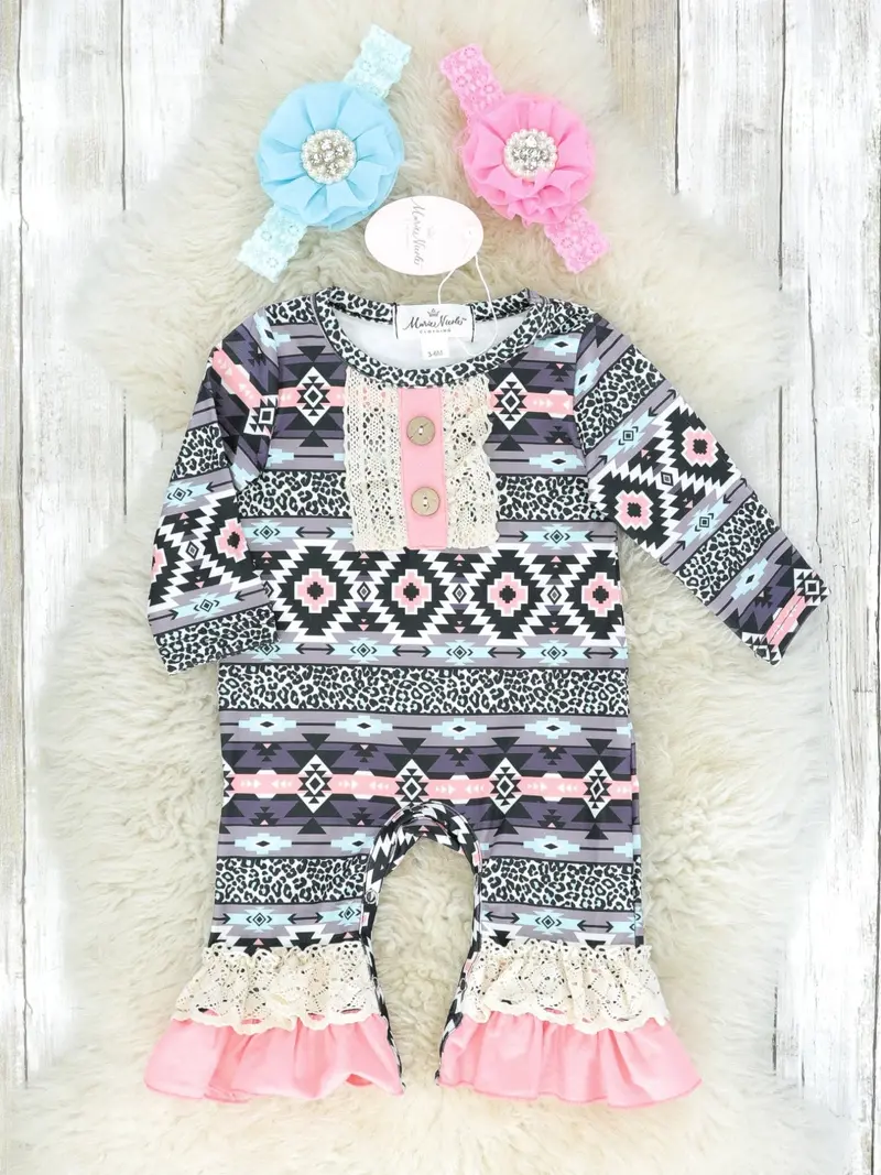 Aztec-Inspired Crochet Ruffle Romper 1