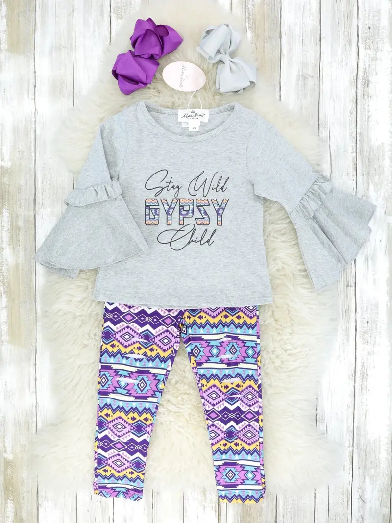 Aztec-Inspired "Stay Wild Gypsy Child" Kids' Outfit 1