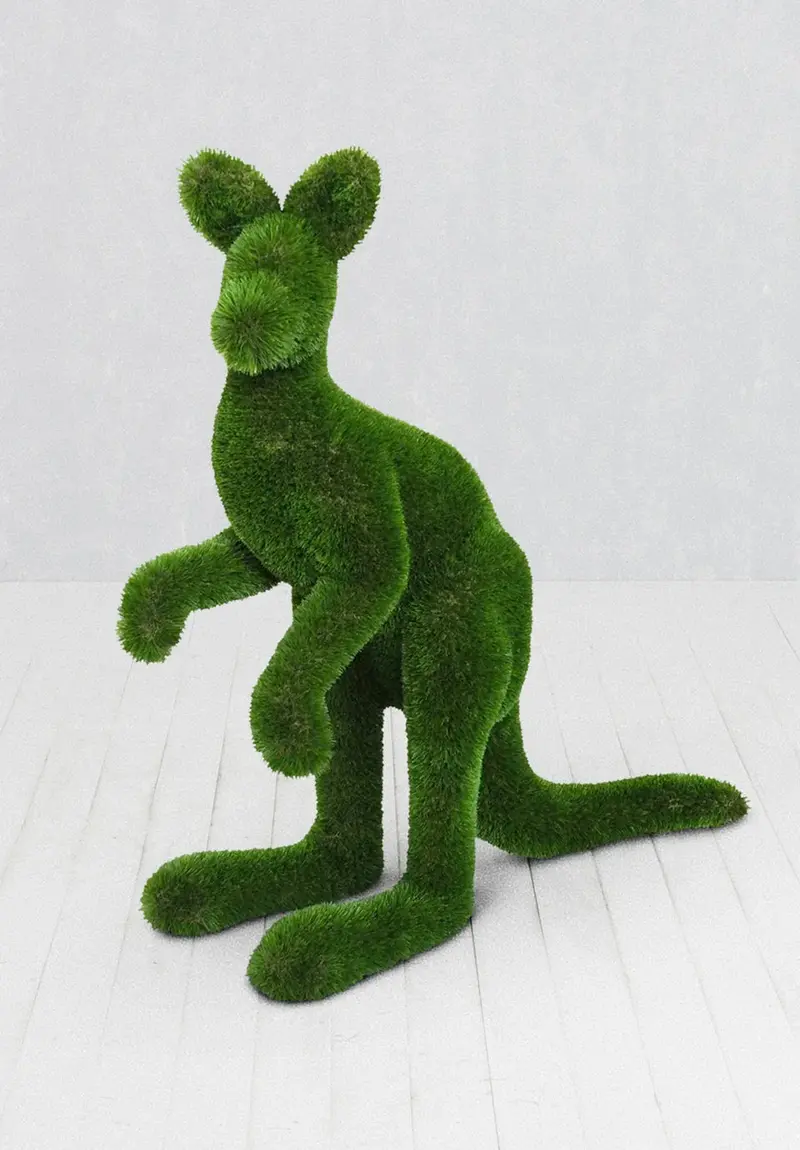 Baby Kangaroo Topiary – Adorable Pouched Marsupial Sculpture 1