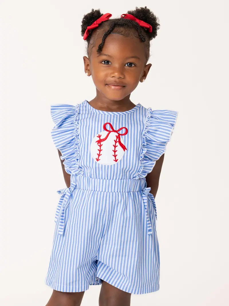 Baseball Ballerina 100% Cotton Embroidered Jumpsuit 1