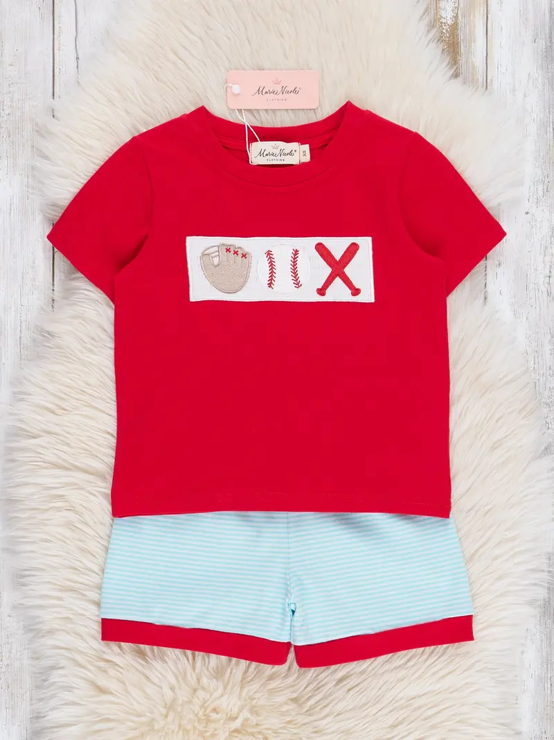 Batter Up Themed Embroidered Baby Outfit 1