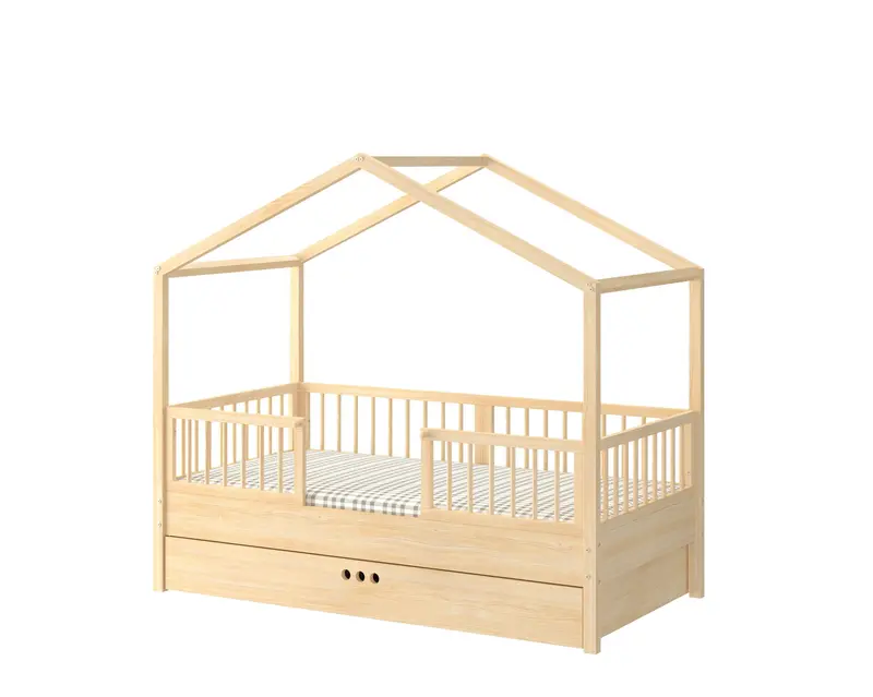 Bellamy Dream Nest House Bed (80X160 Cm) With Safety Rails – Pine Finish 1