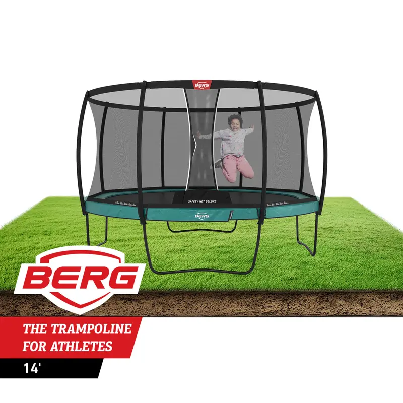 Berg Champion 14-Foot Round Above-Ground Trampoline With Deluxe Safety Enclosure 1