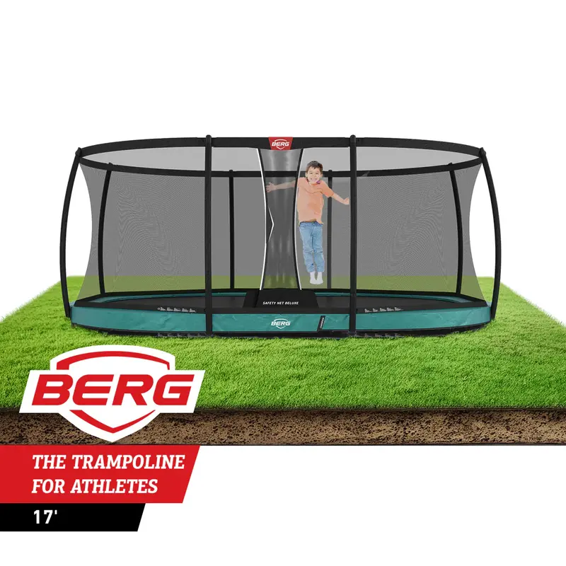 Berg Grand Champion 17-Foot Oval Low-Ground Trampoline With Premium Safety Net 1