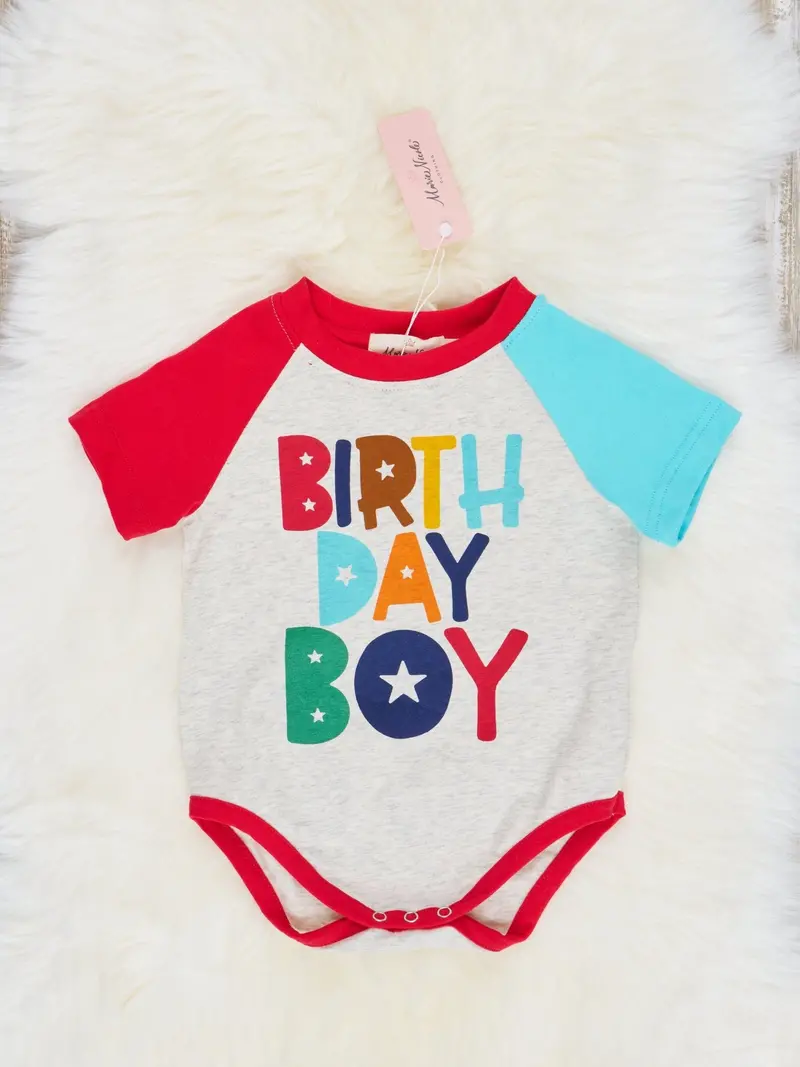 "Birthday Boy" Raglan Sleeve Romper 1