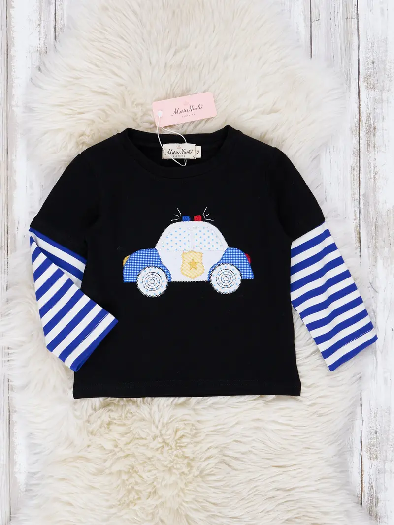 Black And Blue Police Stripe Toddler Shirt 1