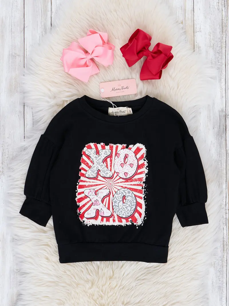 Black And Red Xoxo Graphic T-Shirt 1