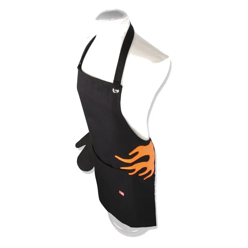 Black Grill Apron And Heat-Resistant Oven Mitts Set 1