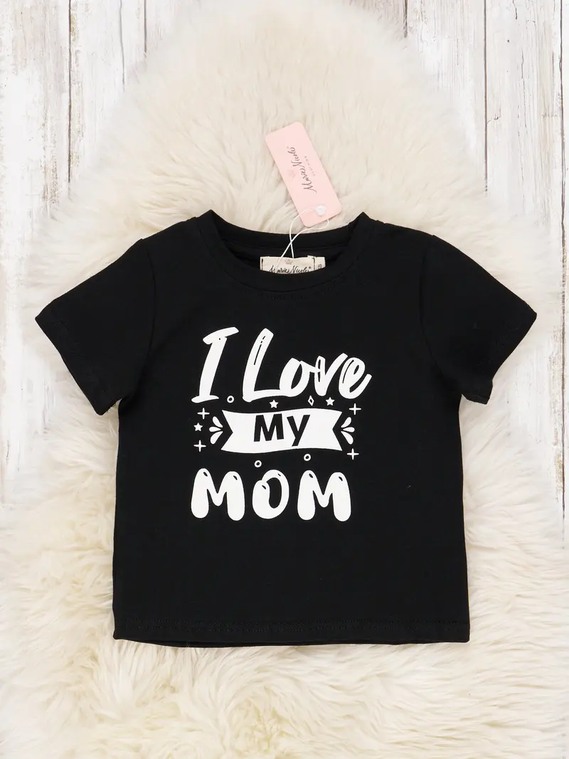 Black "I Love Mom" Short-Sleeve Cotton Tee 1