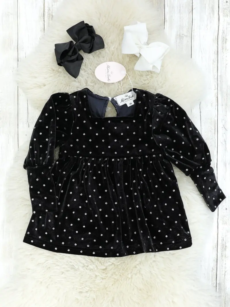 Black Midnight Sky Velvet Blouse With Keyhole Detail 1