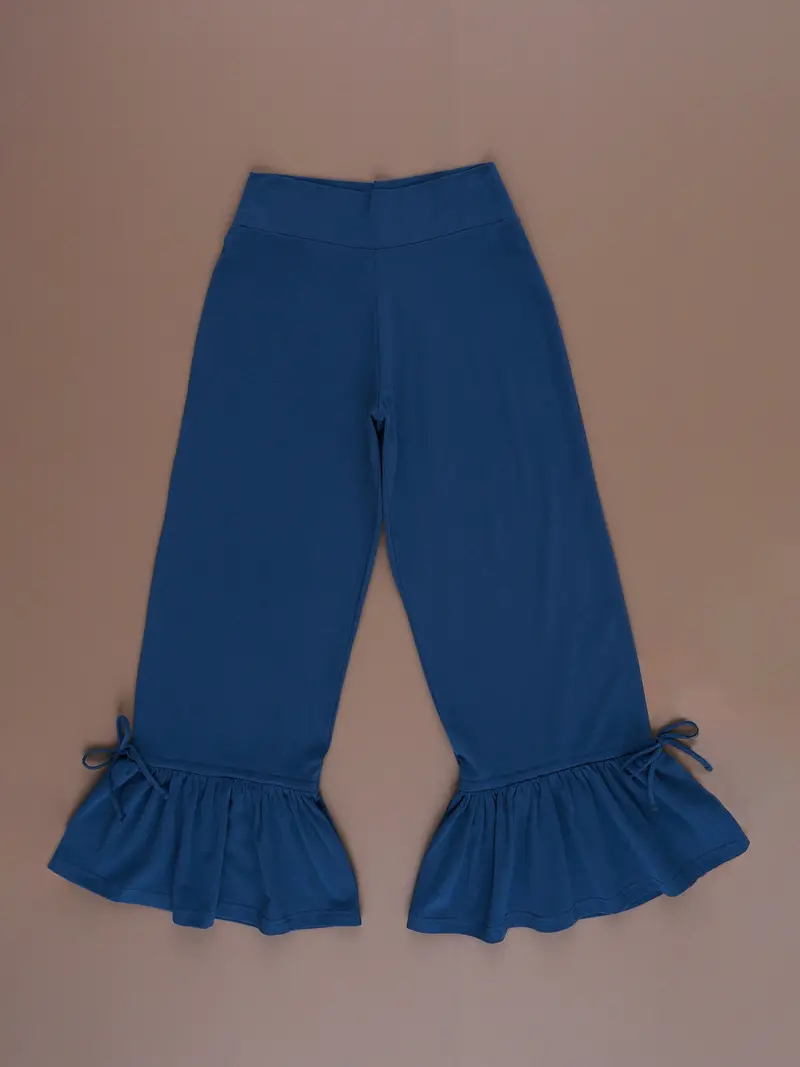 Bloomberry Fields Mom’S Blue Cropped Ruffle Pants 1