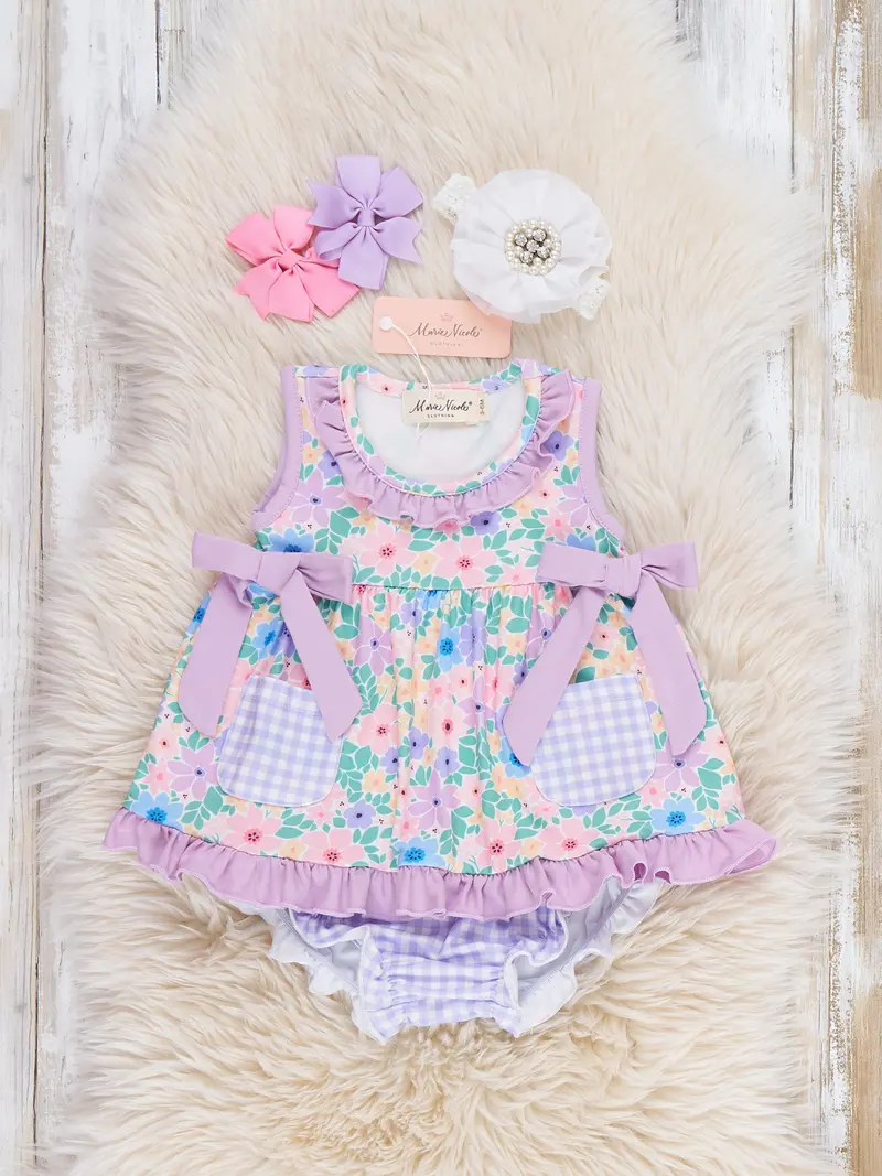 Blooming Breeze Ruffle Bow Bubble Romper 1
