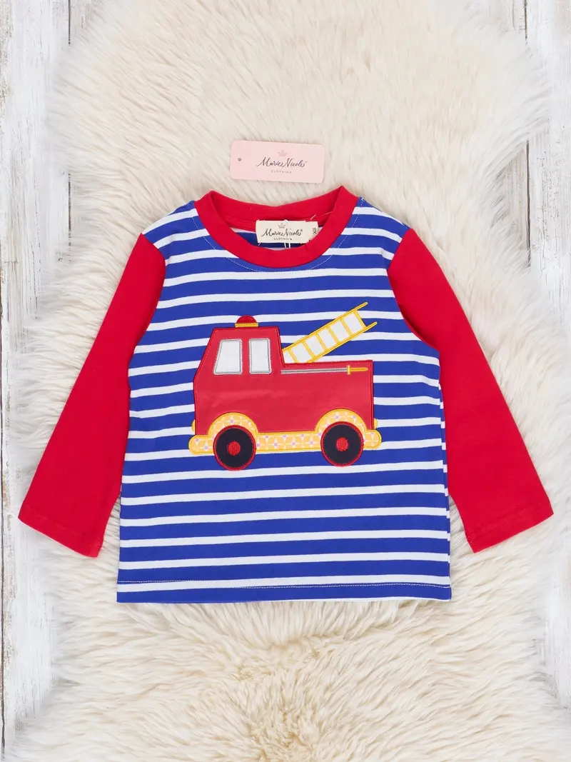 Blue And Red Fire Engine Striped Shirt 1