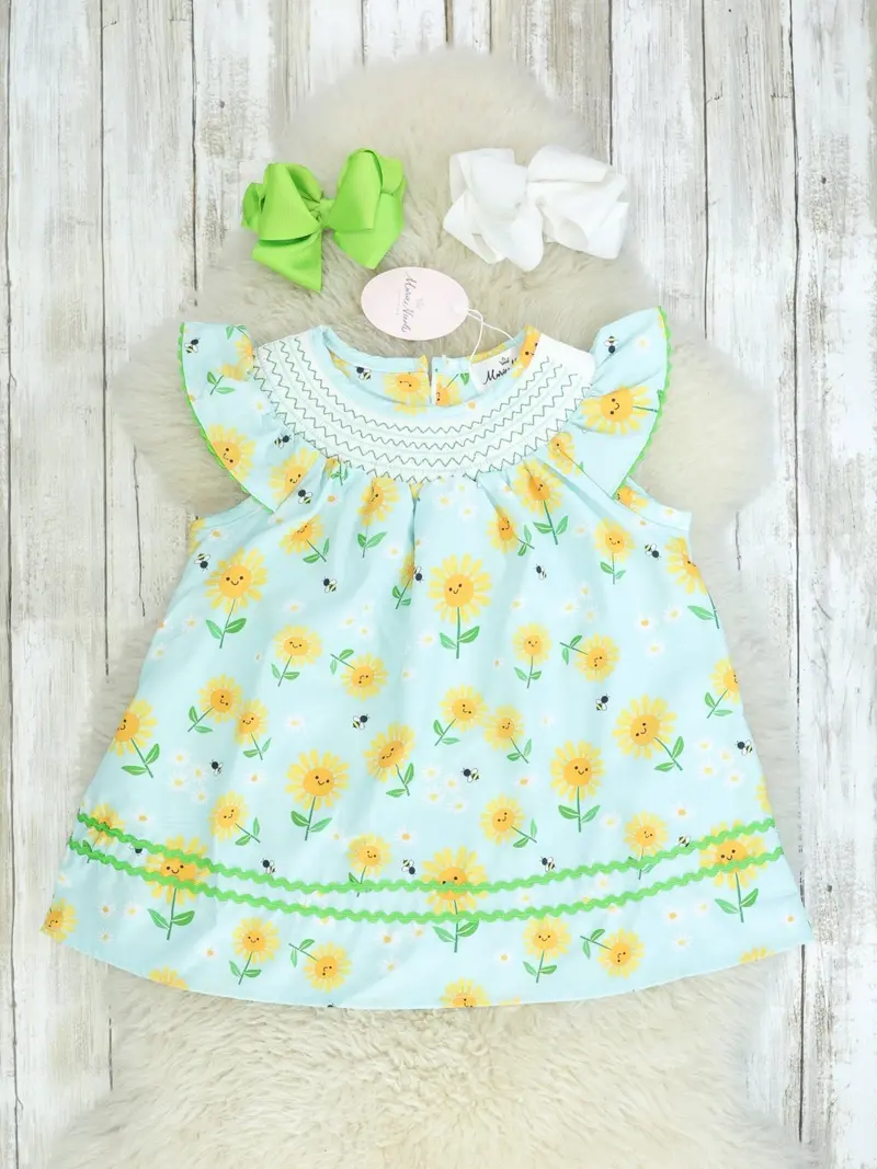 Blue And Yellow Floral A-Line Dress 1