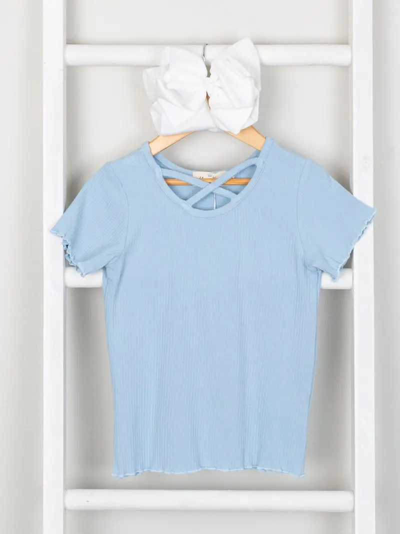 Blue Criss-Cross Sleeveless Top 1