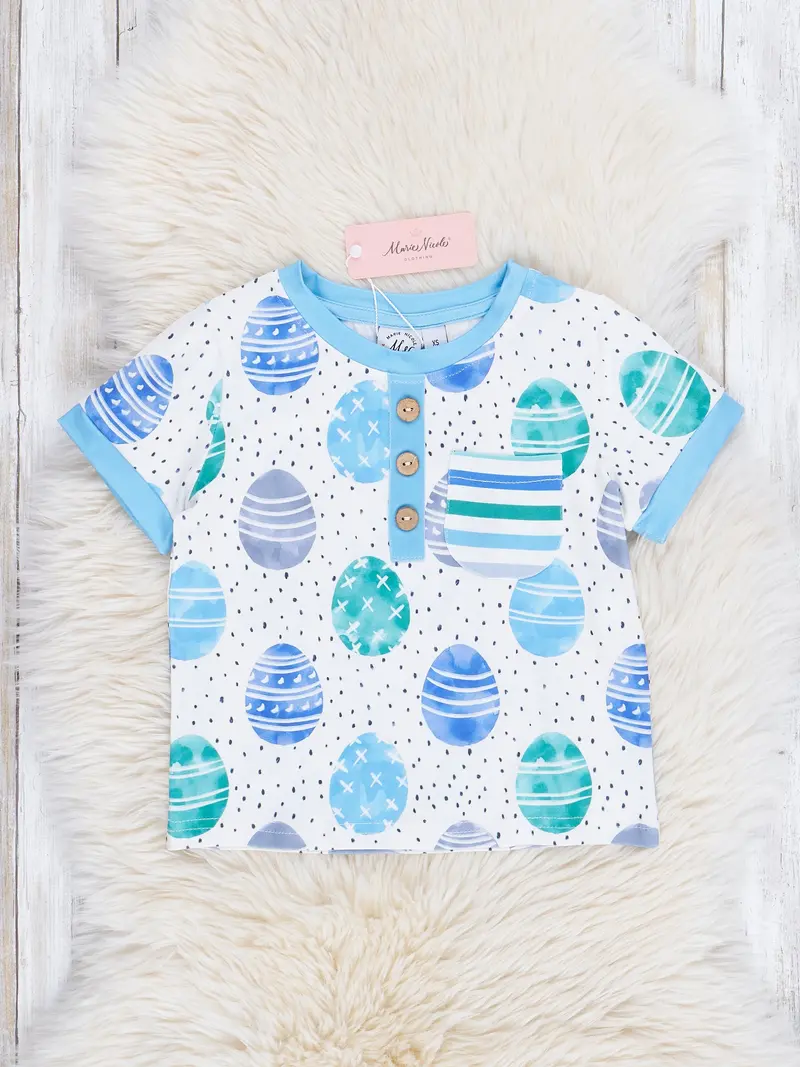 Blue Easter Egg Polka Dot Short-Sleeve Shirt 1