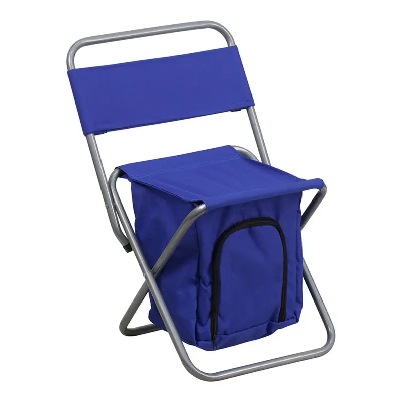 Blue Foldable Camping Chair With Integrated Insulated Storage 1
