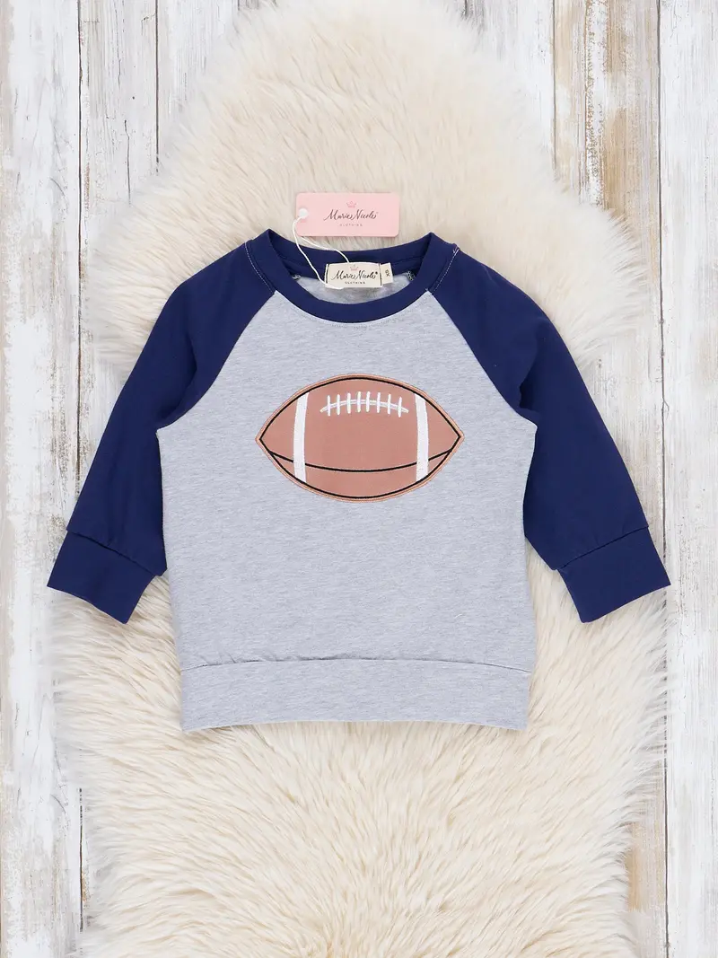 Blue Football Embroidered Raglan Top 1