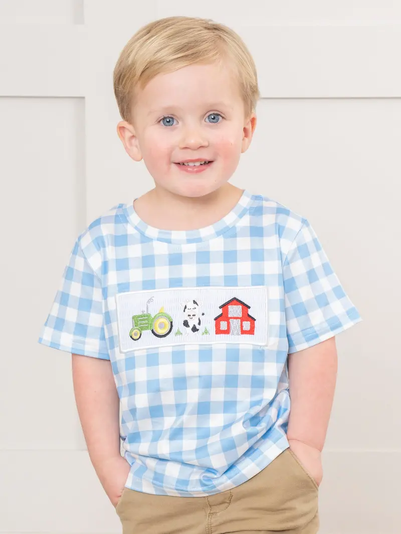 Blue Gingham Farm Life Short-Sleeve Shirt 1