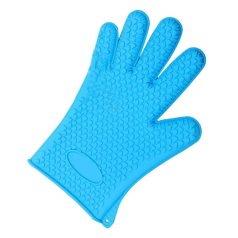 Blue Heat-Resistant Silicone Oven Mitt – Non-Slip Bbq & Cooking Glove 1