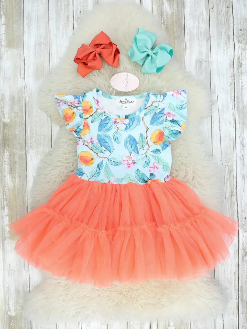 Blue & Peach Tulle Party Dress 1