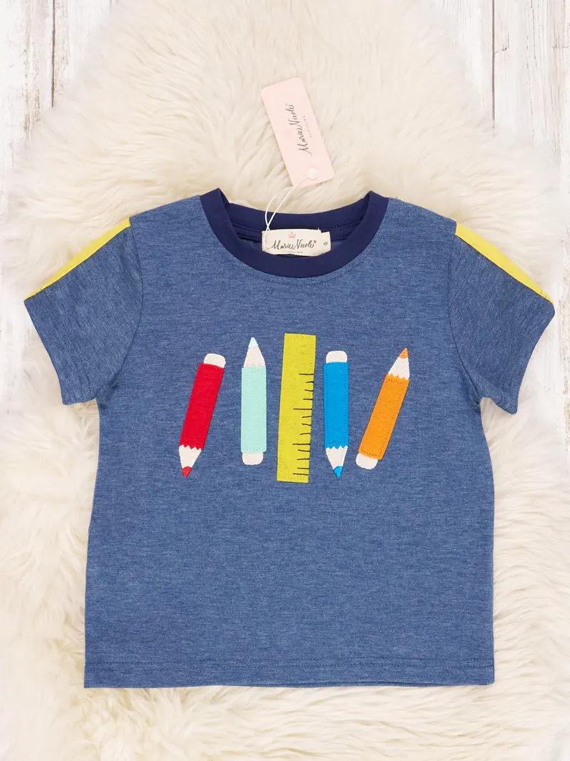 Blue Pencil-Print Casual Shirt 1