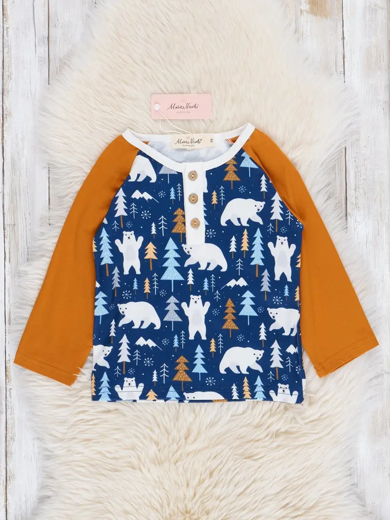 Blue Polar Bear Adventure Raglan Tee 1