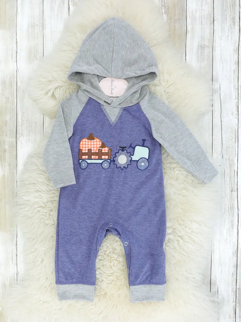 Blue Pumpkin Farm Hooded Romper For Kids 1