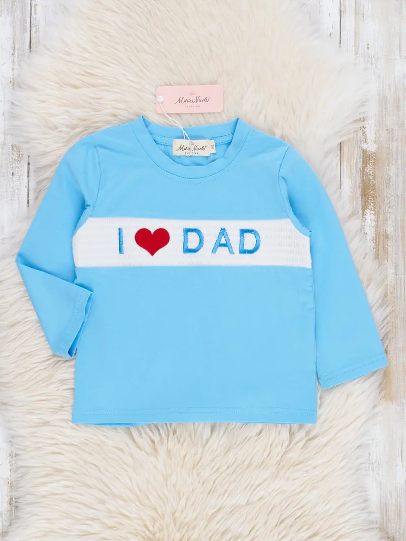 Blue Smocked Dad Love Casual Shirt For Toddlers 1