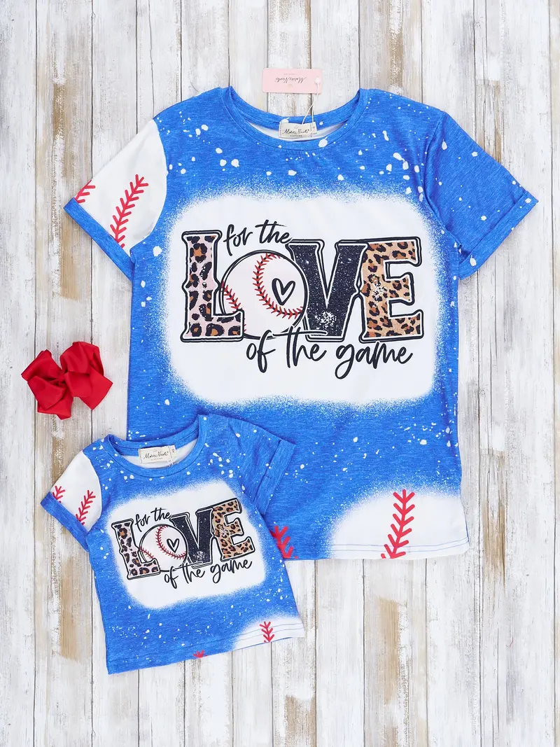 Blue Splatter Baseball Love Shirt – Mom & Me Style 1