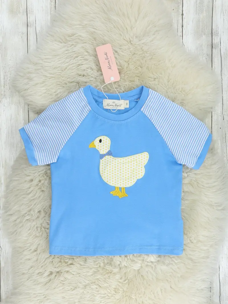 Blue Striped Duck Raglan Tee For Babies 1