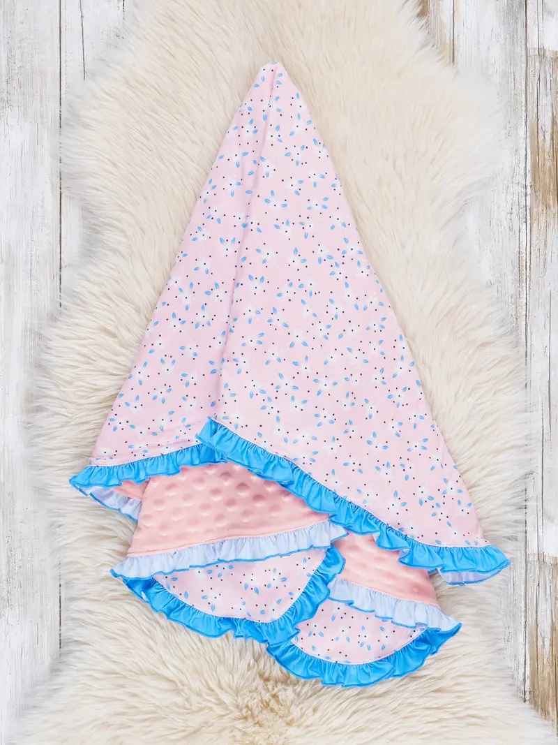 Blushing Blooms Plush Minky Ruffle Blanket 1