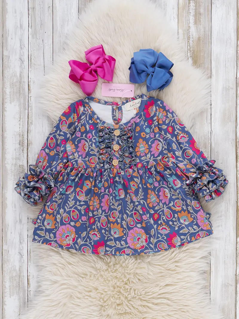 Boho Bloom Icing-Ruffle Tunic Top 1
