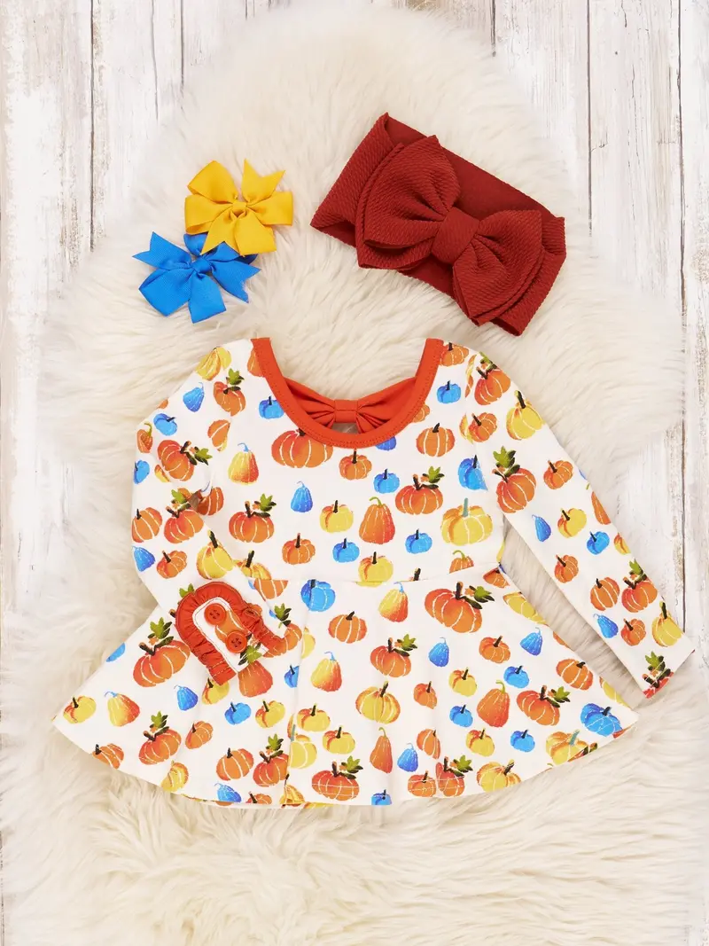 Bow-Back Ruffle Top With Party Pumpkin Print 1