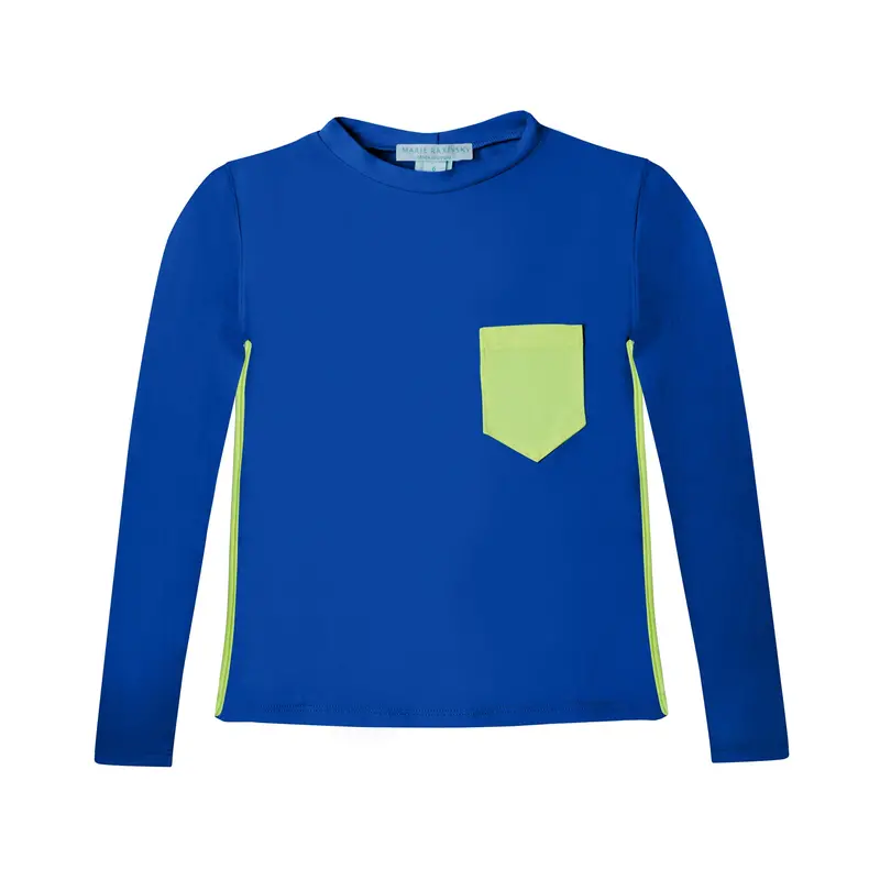Boys' Solid Blue Rash Guard 1