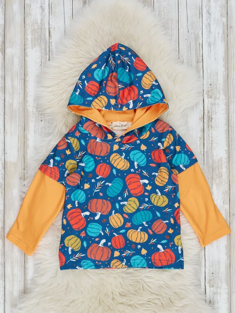 Bright Pumpkin Joy Hooded Shirt 1