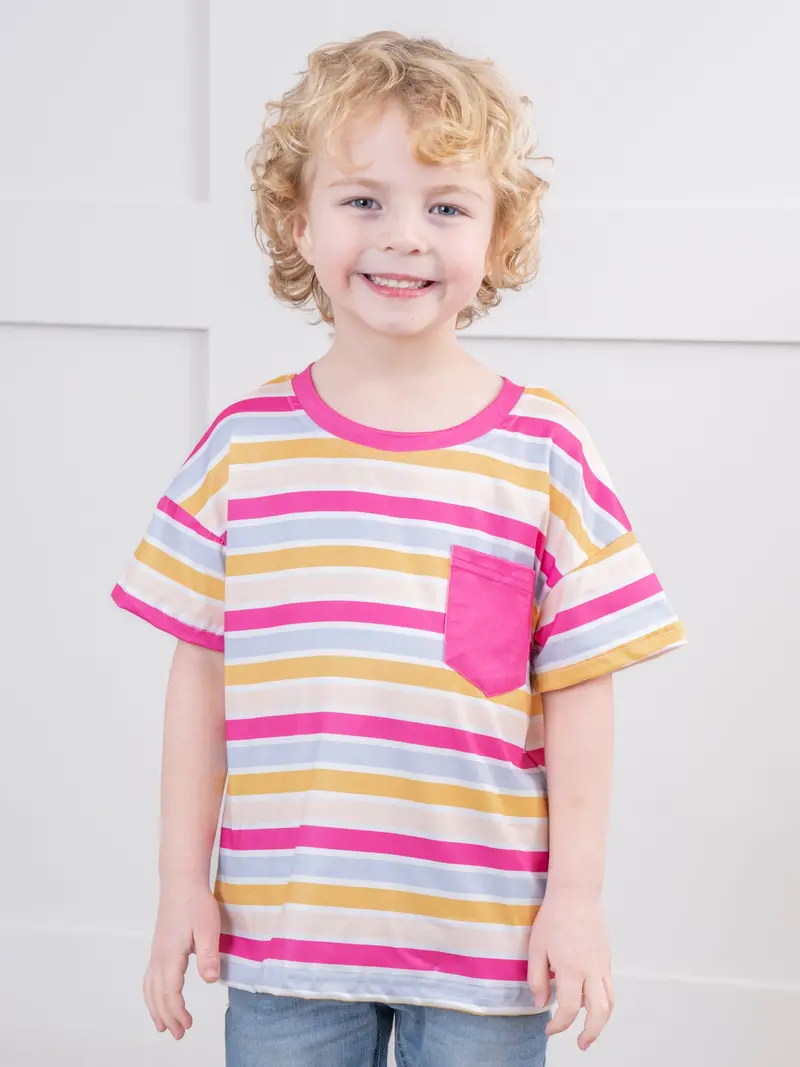 Bright Striped Pocket Shirt For Everyday Wear 1