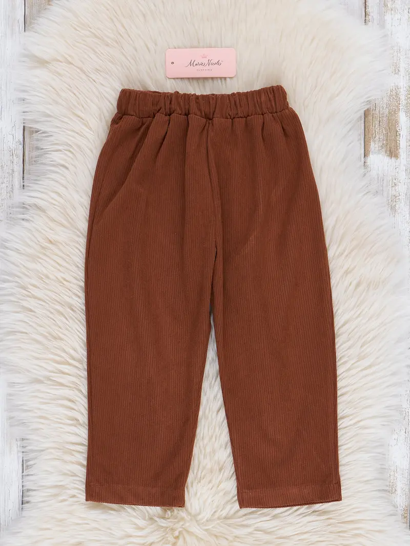 Brown Corduroy Pull-On Pants For Toddlers 1