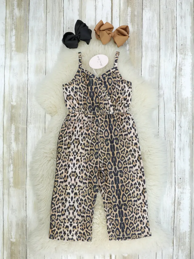 Brown Leopard Print Romper For Kids 1