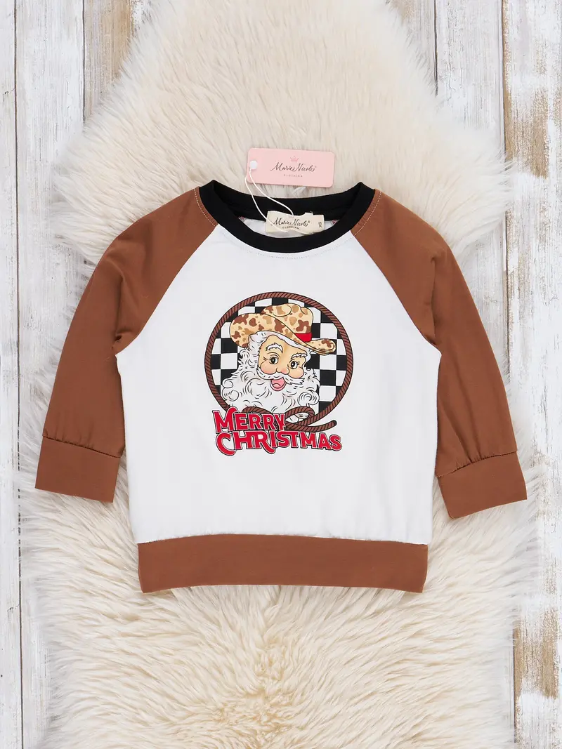 Brown "Merry Christmas" Raglan Baby Shirt 1