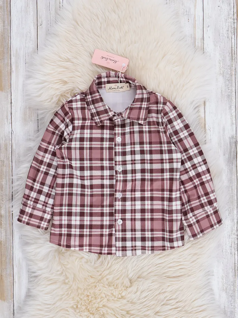 Brown Plaid Button-Down Shirt 1