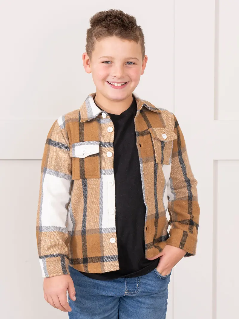 Brown Pocket Flannel Button-Up Shirt 1
