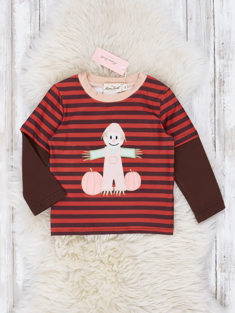 Brown Striped Scarecrow Short-Sleeve Shirt 1